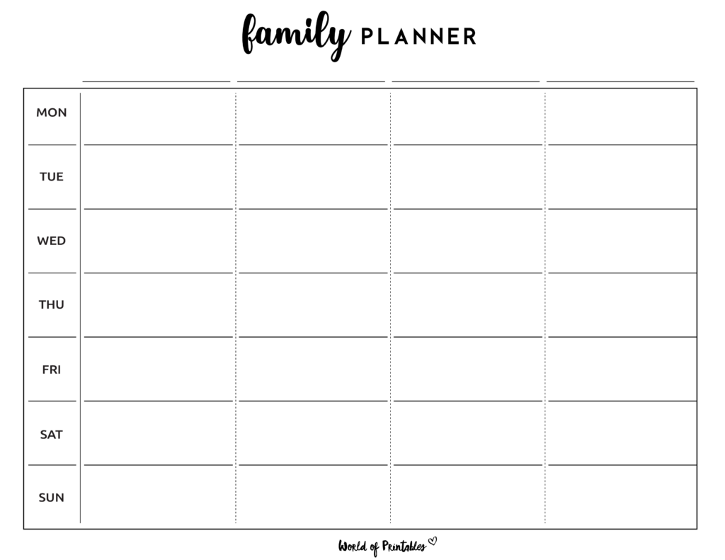 Calendars Planners Paper Party Supplies Printable Weekly Family 