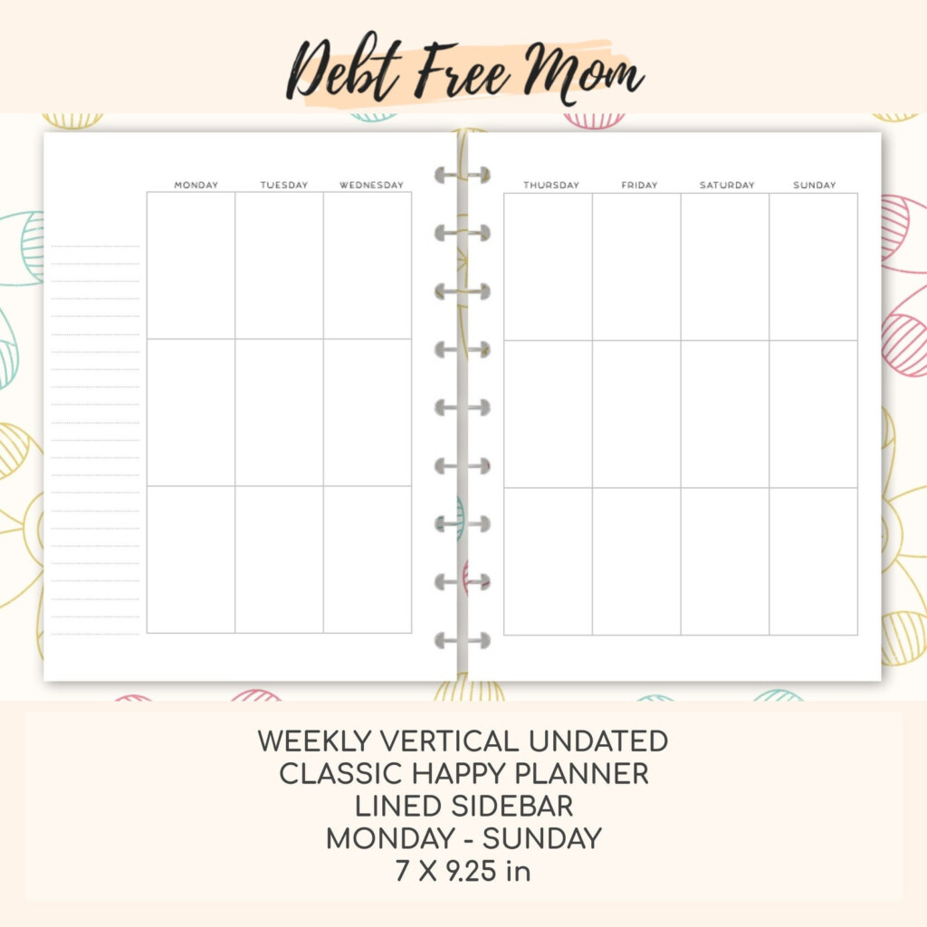 Classic Happy Planner Weekly Vertical Undated Printable Etsy