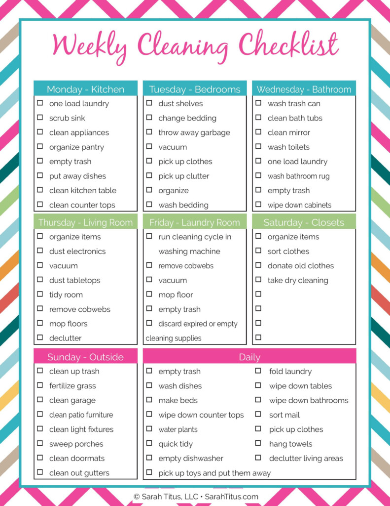 Cleaning Binder Weekly Cleaning Checklist Sarah Titus