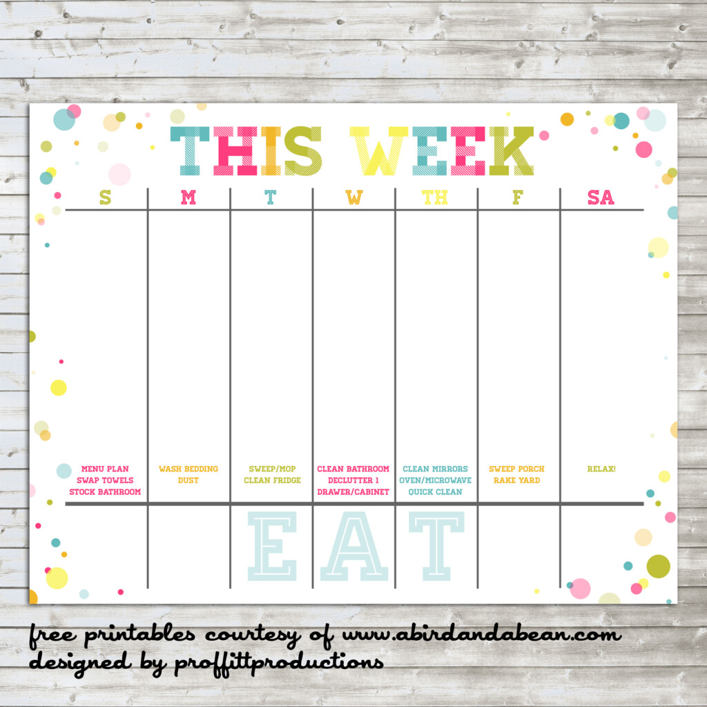 Colorful Weekly Calendar Free Printable