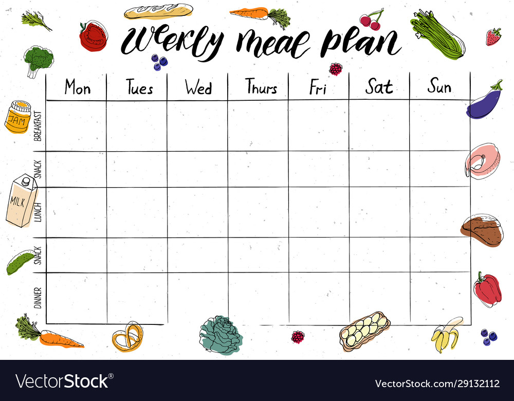 Cute A4 Template For Weekly And Daily Meal Planner