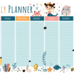 Cute Mermaids Weekly Planner Sweet Girly Notebook Template 1864162