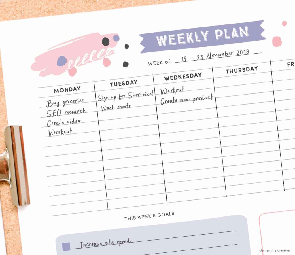 Cute Printable Weekly Planner Template Printable Templates