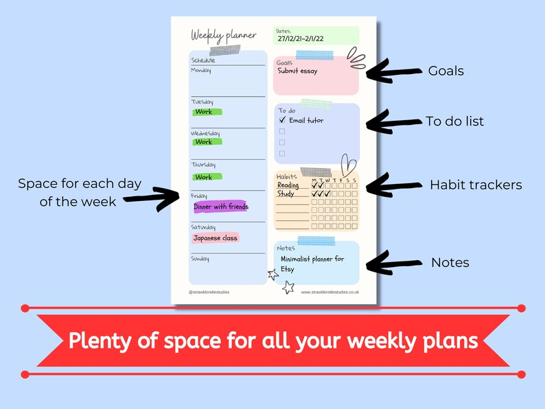 Cute Weekly Planner Printables 2023 Weekly Planner Pdf Etsy Ireland