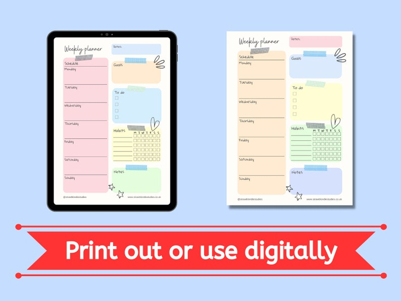 Cute Weekly Planner Printables 2023 Weekly Planner Pdf Etsy Ireland