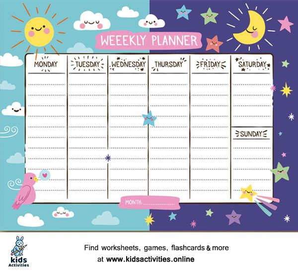 Cute Weekly Schedule Template Printable Kids Activities Templates 