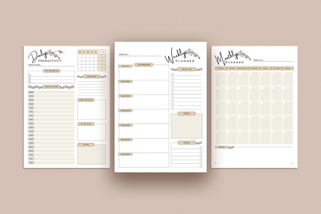 Daily Planner Weekly Planner Monthly Planner Everyday Planner Instant 