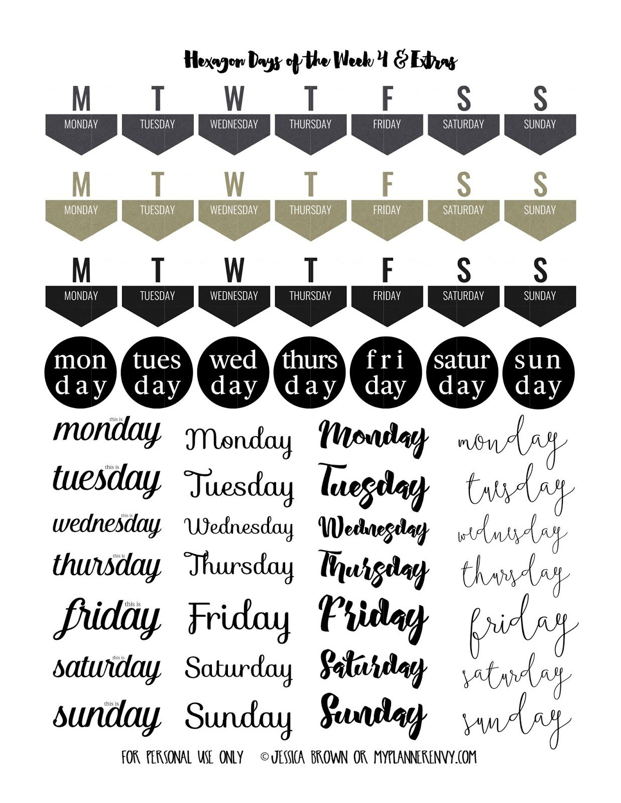 Days Of The Week Back 2 Basics Series Free Planner Printable 