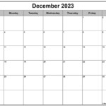 December 2023 Calendar Free Printable Calendar