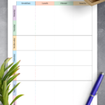 Download Printable Colorful Weekly Meal Planner With Grocery List PDF