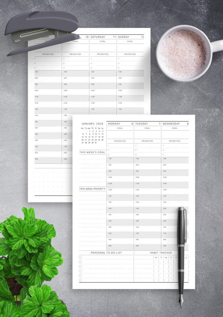 Download Printable Dated Weekly Planner Original Style PDF