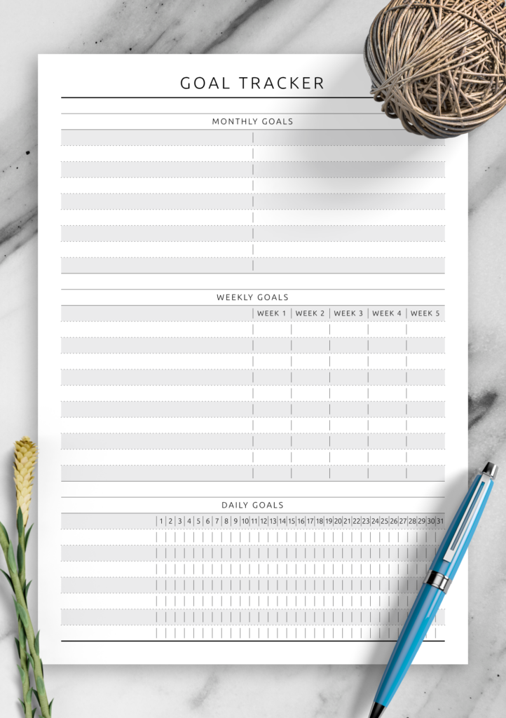 Download Printable Goal Tracker Original Style PDF Goal Tracker 