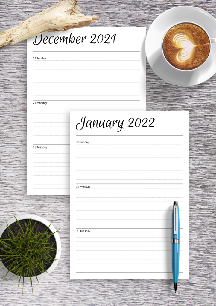 Download Printable Horizontal Weekly Planner PDF