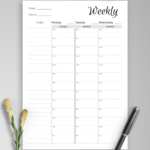 Download Printable Weekly Hourly Planner With Notes Section PDF