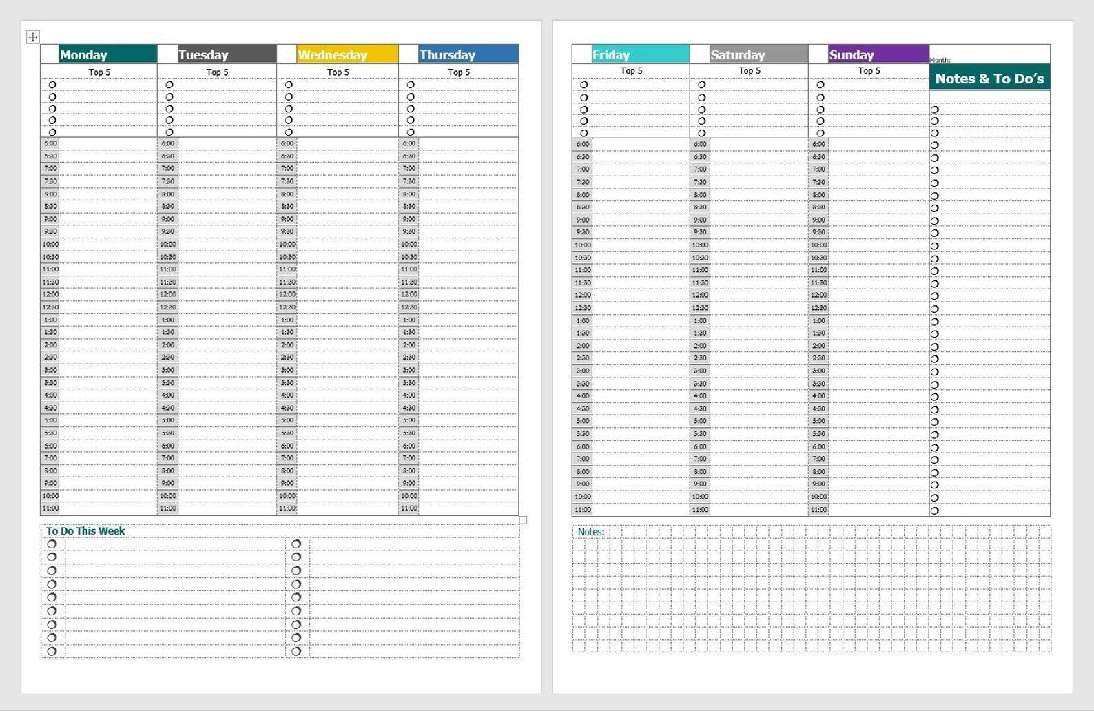 Download Printable Weekly Planner Undated Floral Style Pdf Undated 