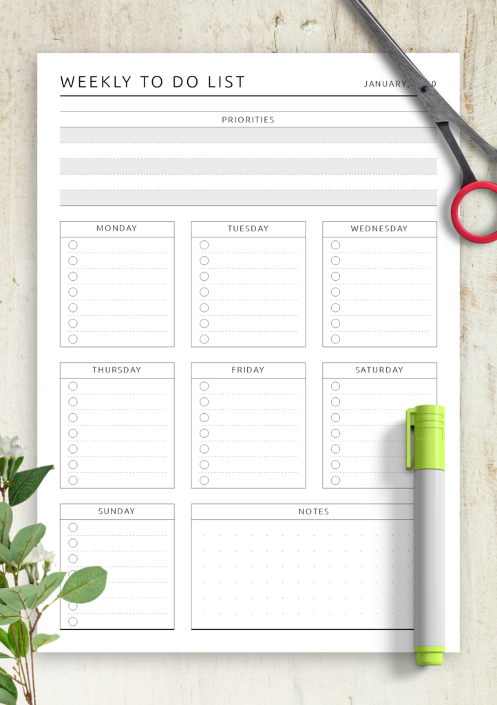 Download Printable Weekly To Do List Original Style PDF