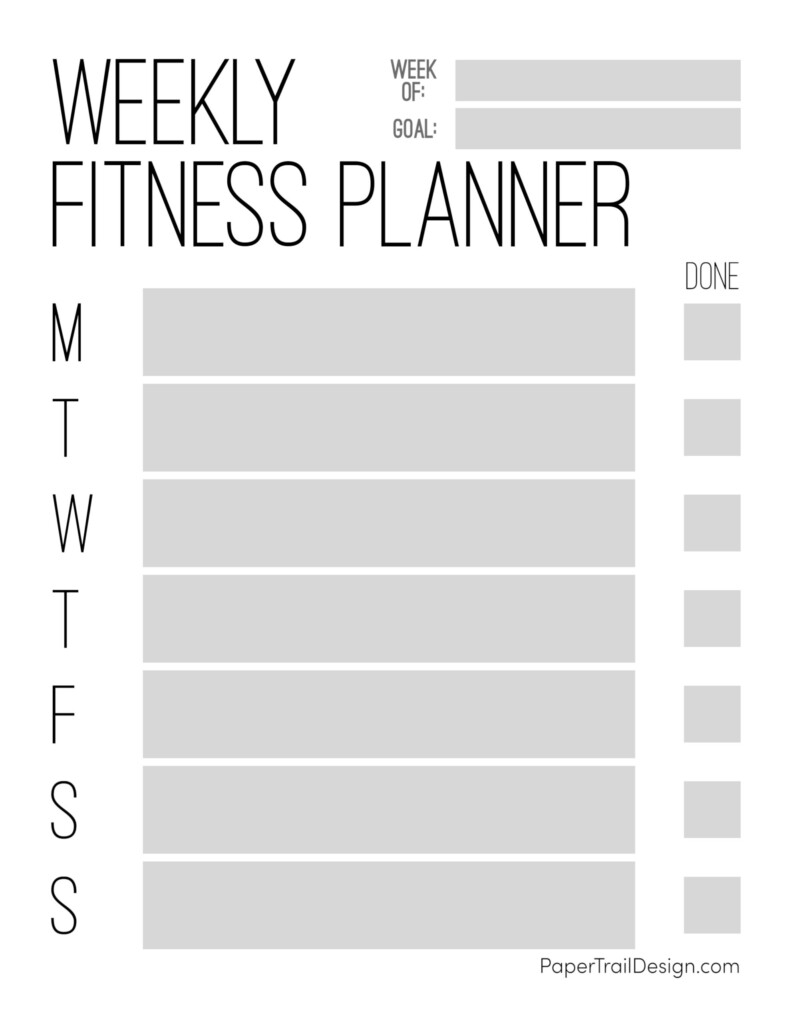 Drawing Illustration Printable Planner Template Weekly Fitness 