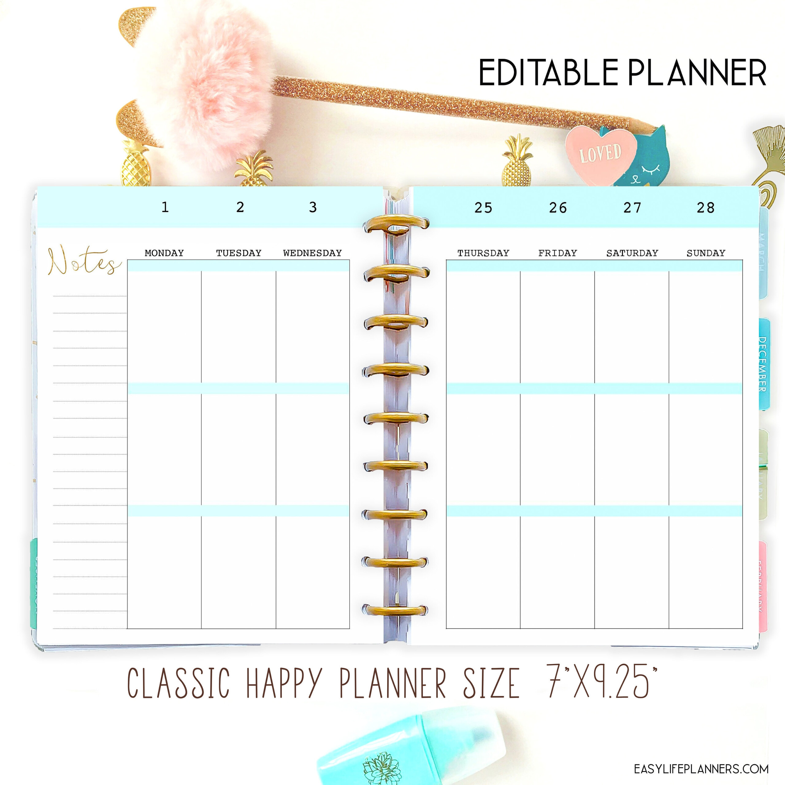 Editable Template For Happy Planner Weekly Planner Pages Weekly 