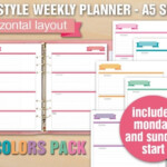 Erin Condren Style Printable Weekly Planner A5 Size