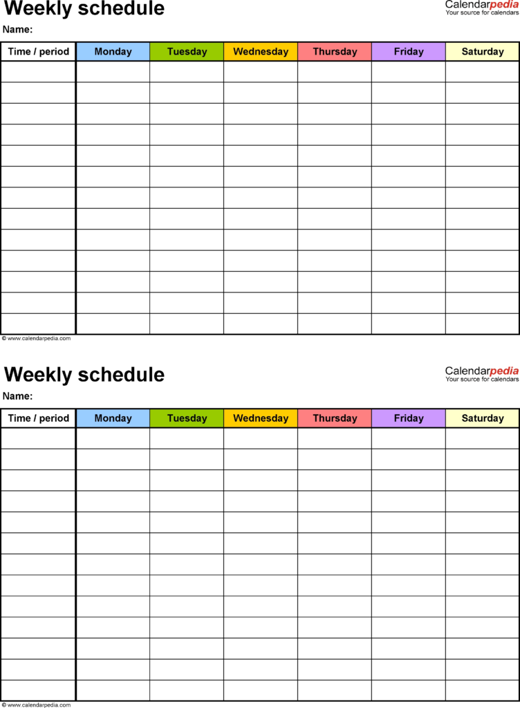 Extra Large Printable Blank Weekly Employee Schedule