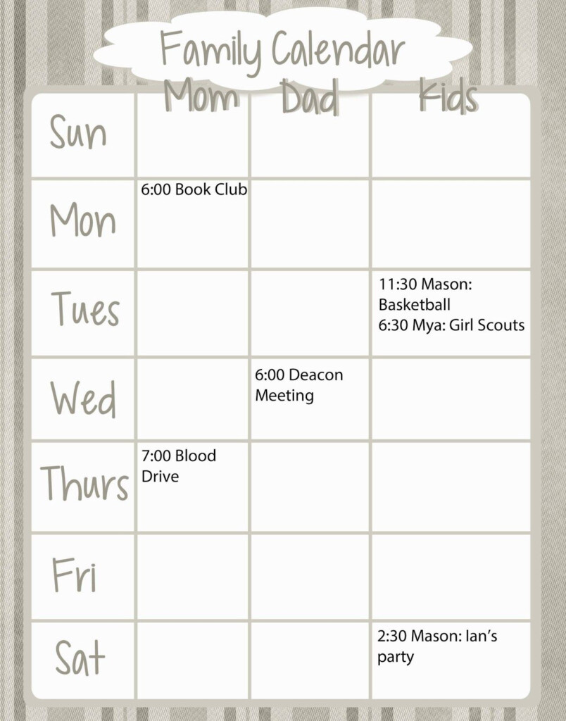 Family Weekly Calendar Free Printable Kids Family Calendar 