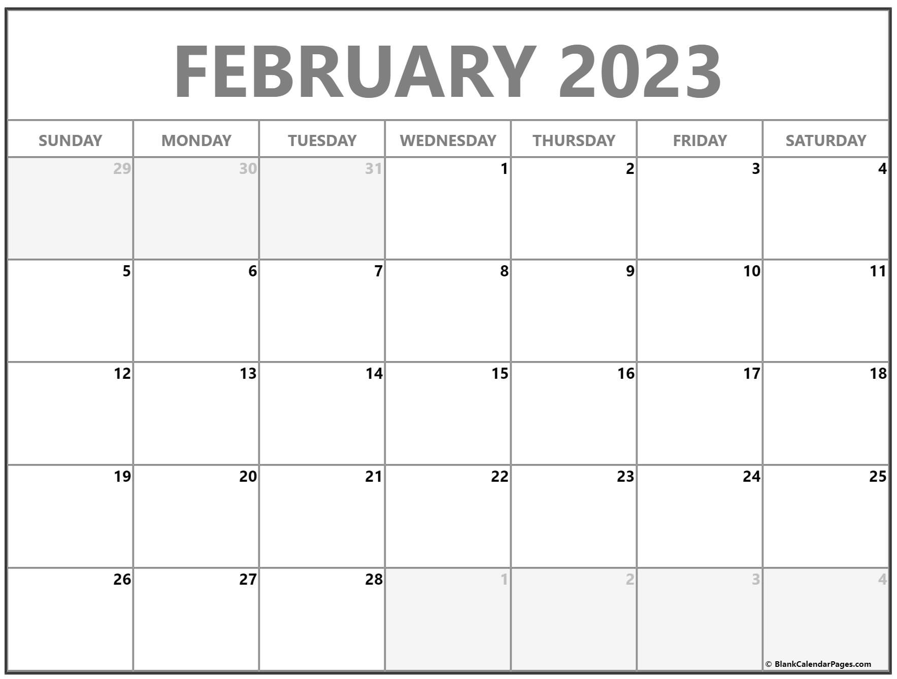 February 2023 Calendar Free Printable Calendar