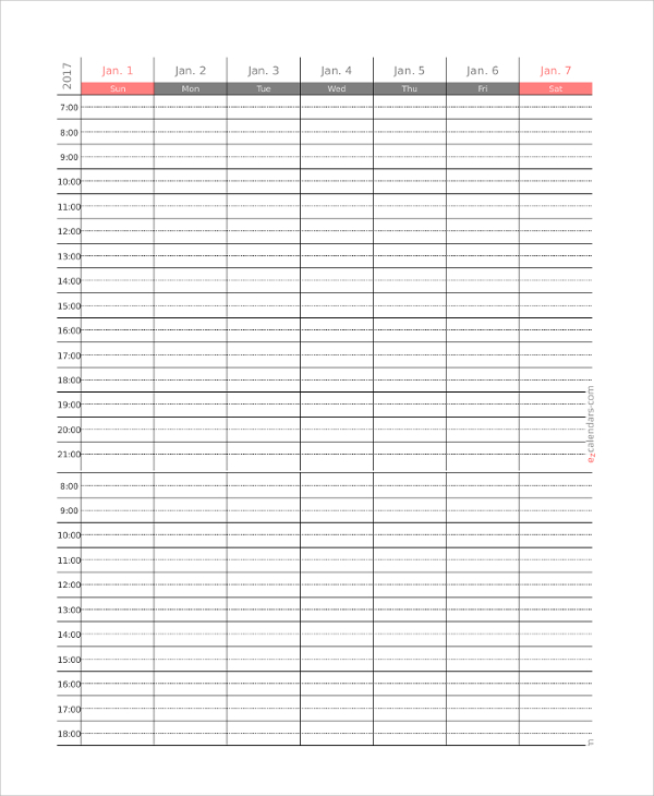 FREE 10 Printable Weekly Calendar Samples In PDF MS Word Google 