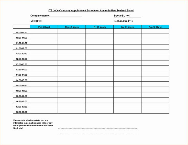 Free Appointment Schedule Template Lovely 5 Scheduling Calendar Template Weekly Calendar 