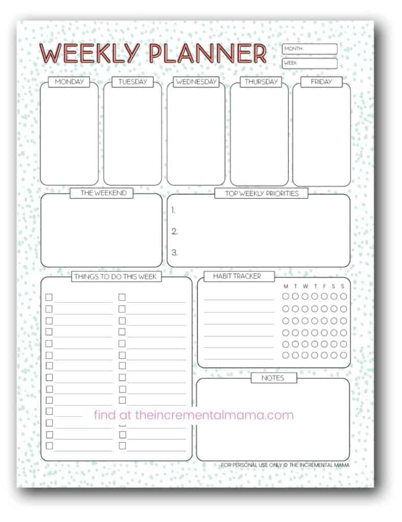 Free Cute Weekly Planner Printable To Get Organized