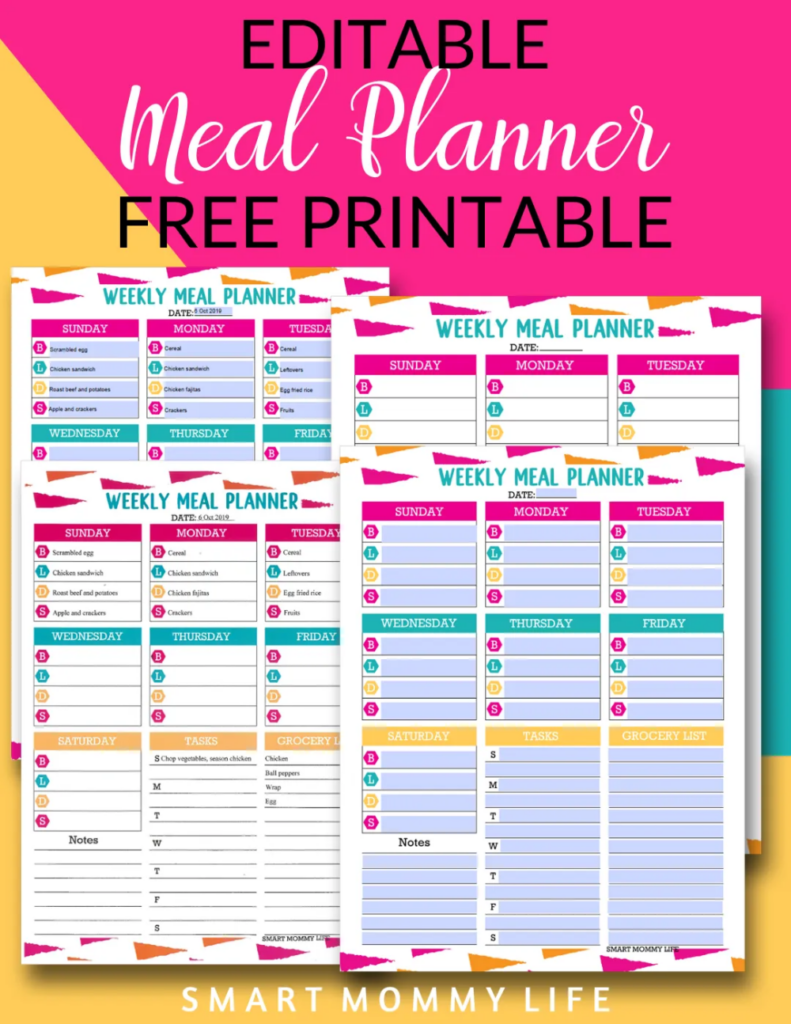 Free Editable Printable Meal Planner Template For Easy Meal Planning 