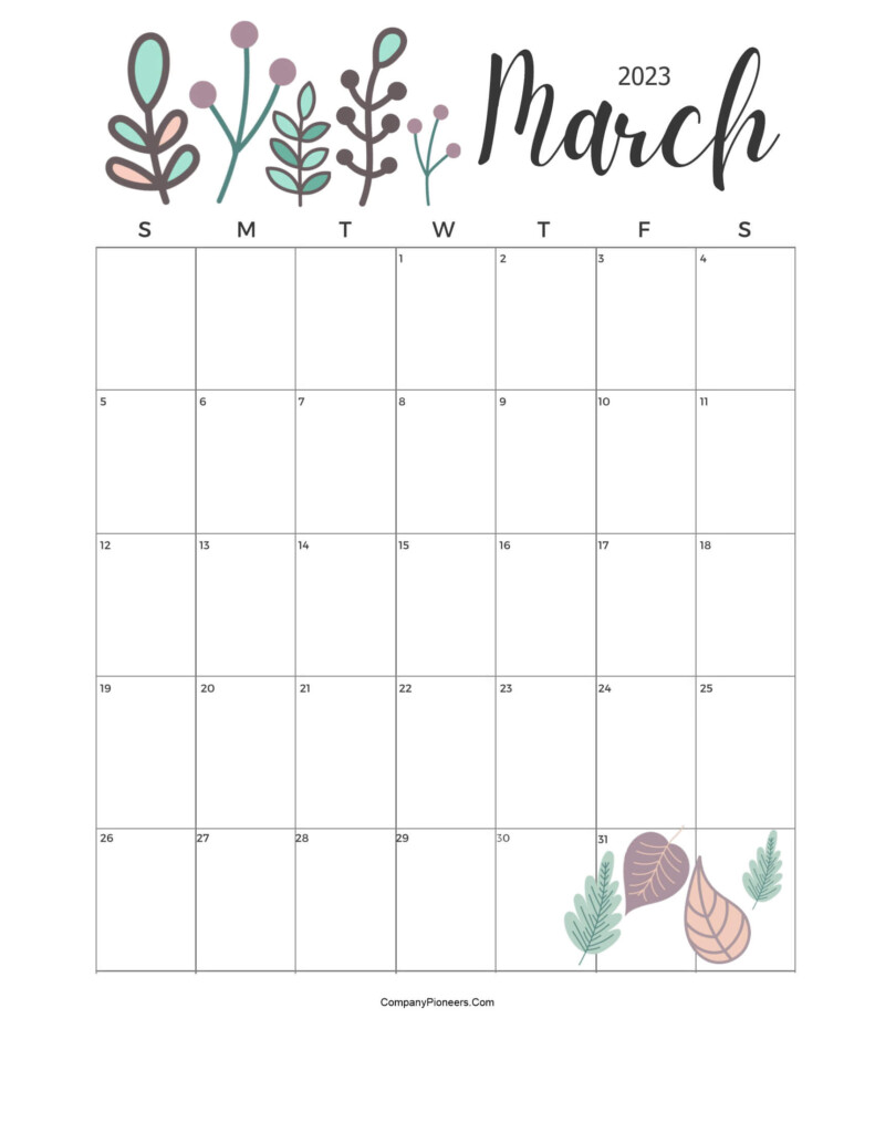 Free Floral March 2024 Calendar Printable CompanyPioneers Com