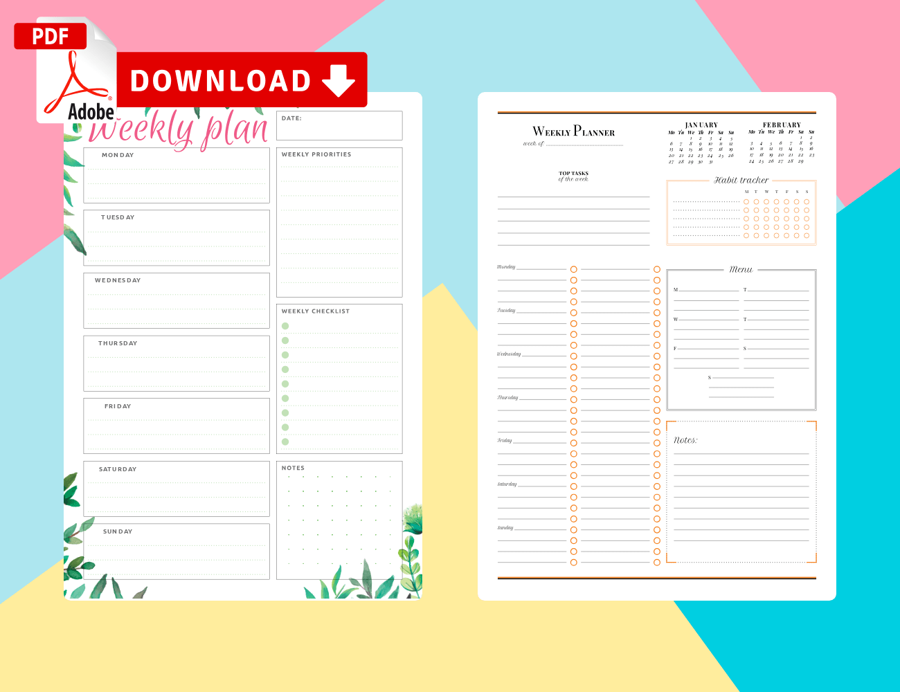 Free Pdf Printable Weekly Planner Free Printable Weekly Planner