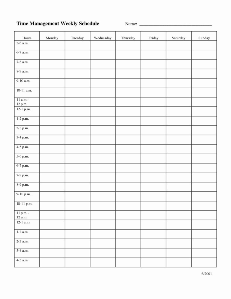 Free Printable 12 Hour Weekly Best Calendar Example