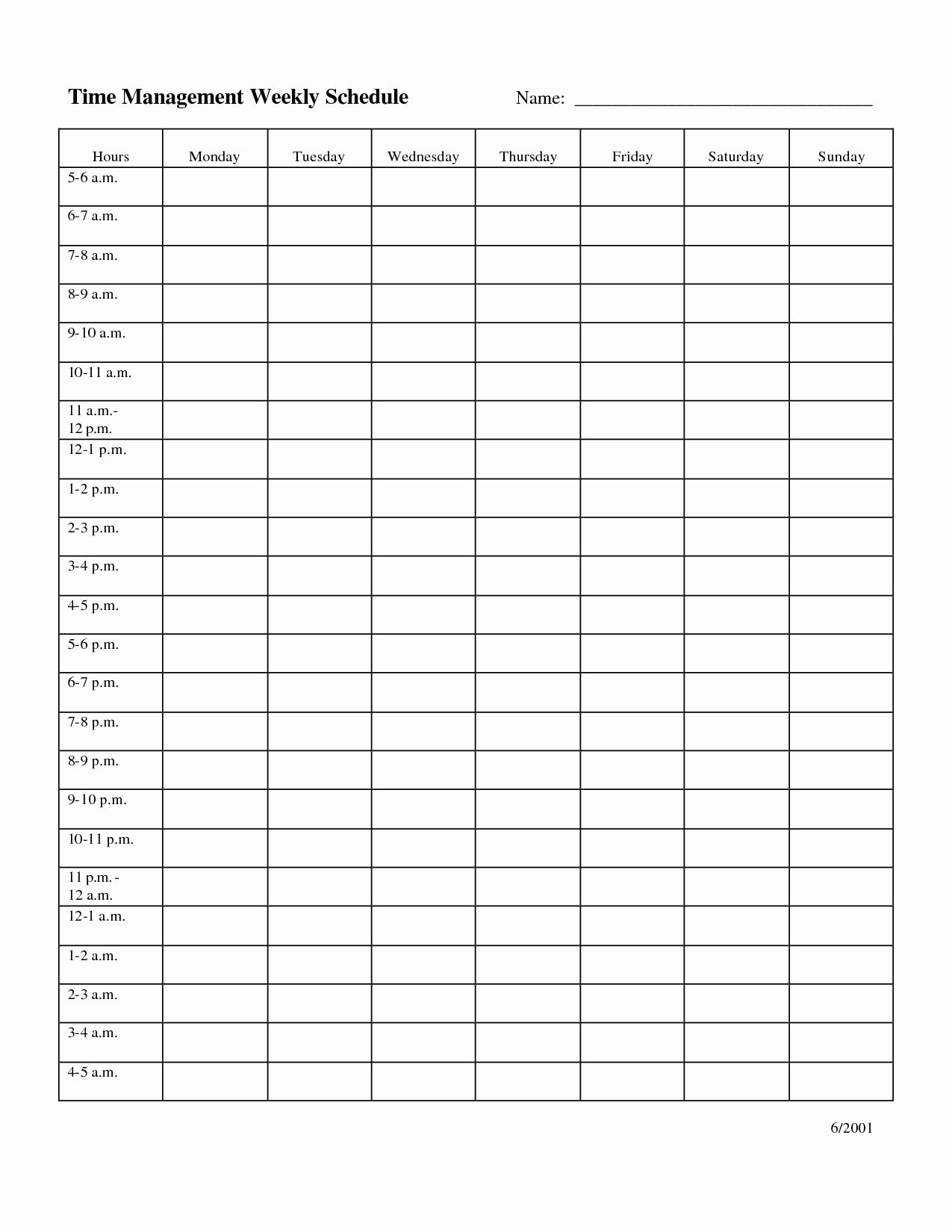 Free Printable 12 Hour Weekly Best Calendar Example