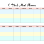 Free Printable 2 week Meal Planners 4 Designs