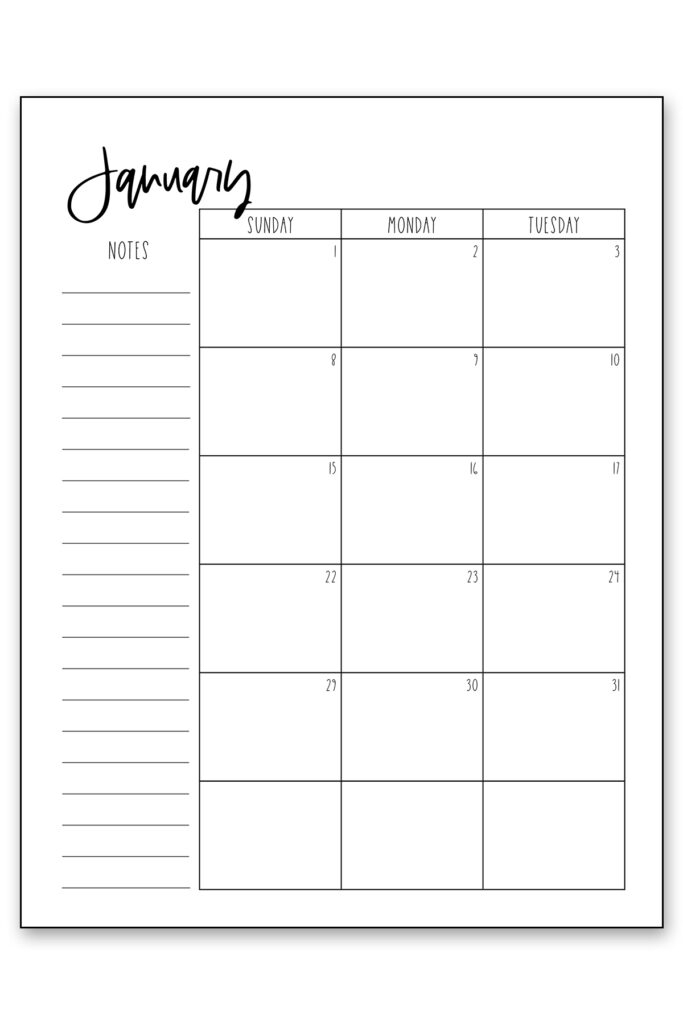 Free Printable 2024 Calendar Simple Black And White Calendar