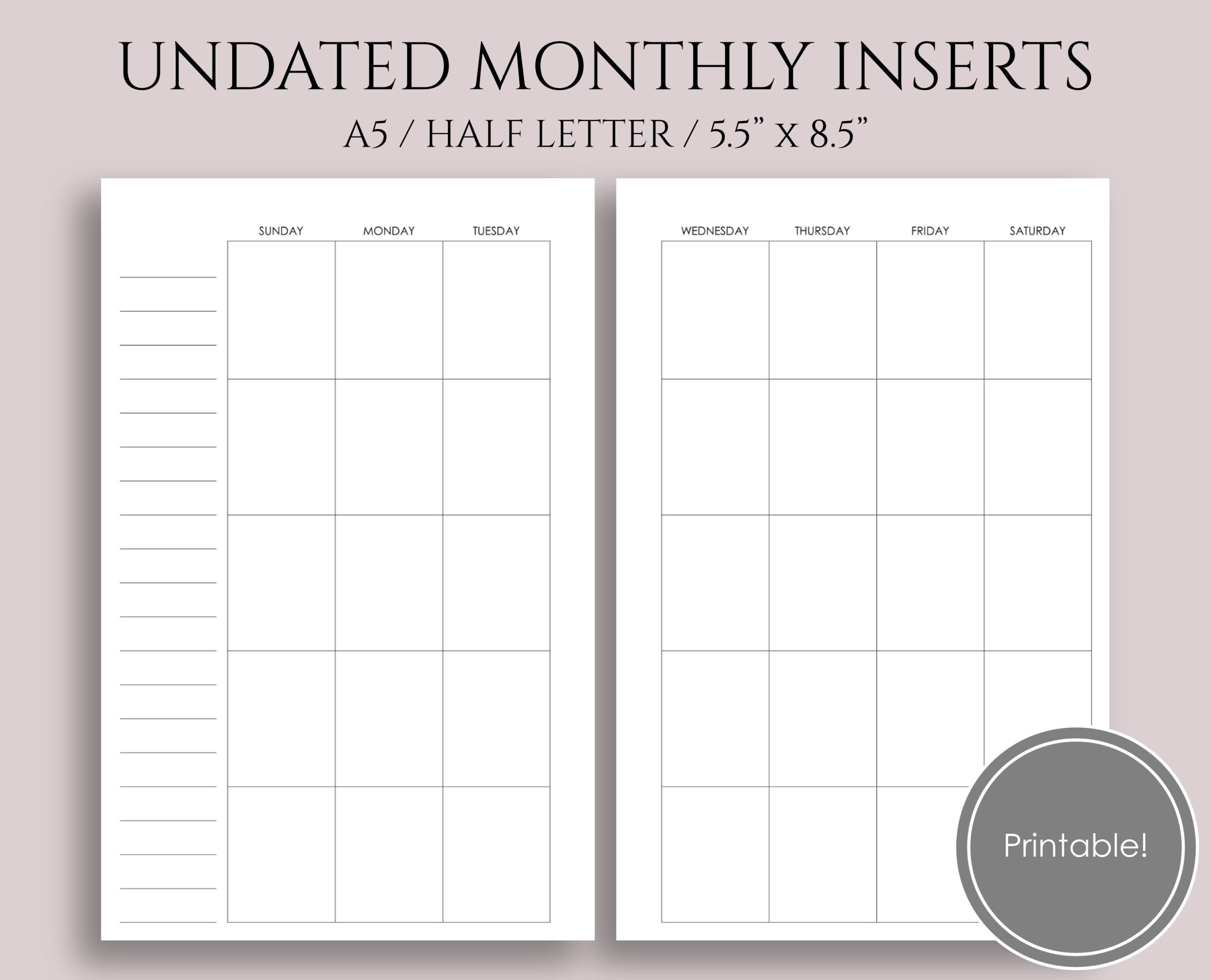 Free Printable Calendar Refills For Planners Calendar Printables Free 