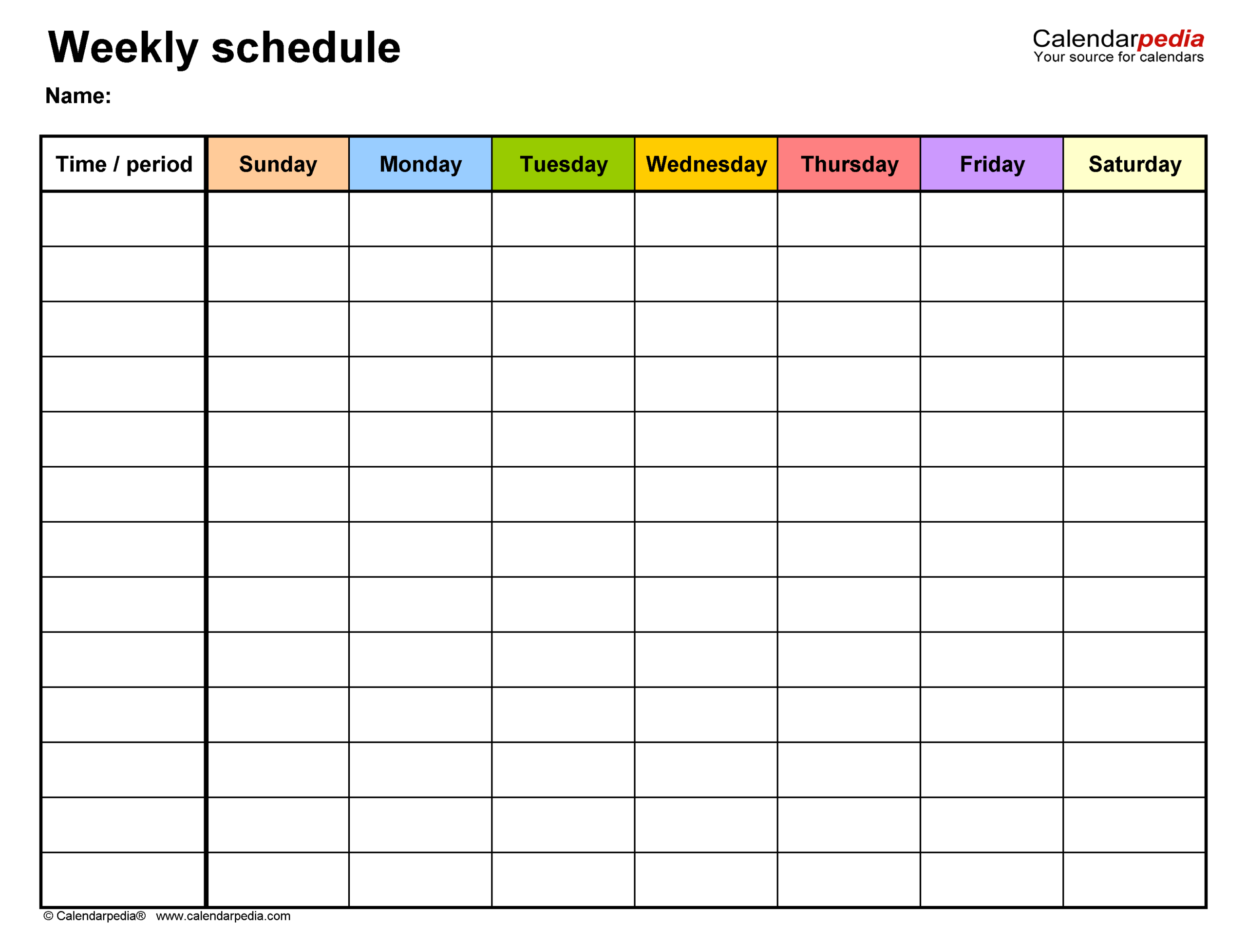 Free Printable Calendar Template Weekly Printable Free Templates