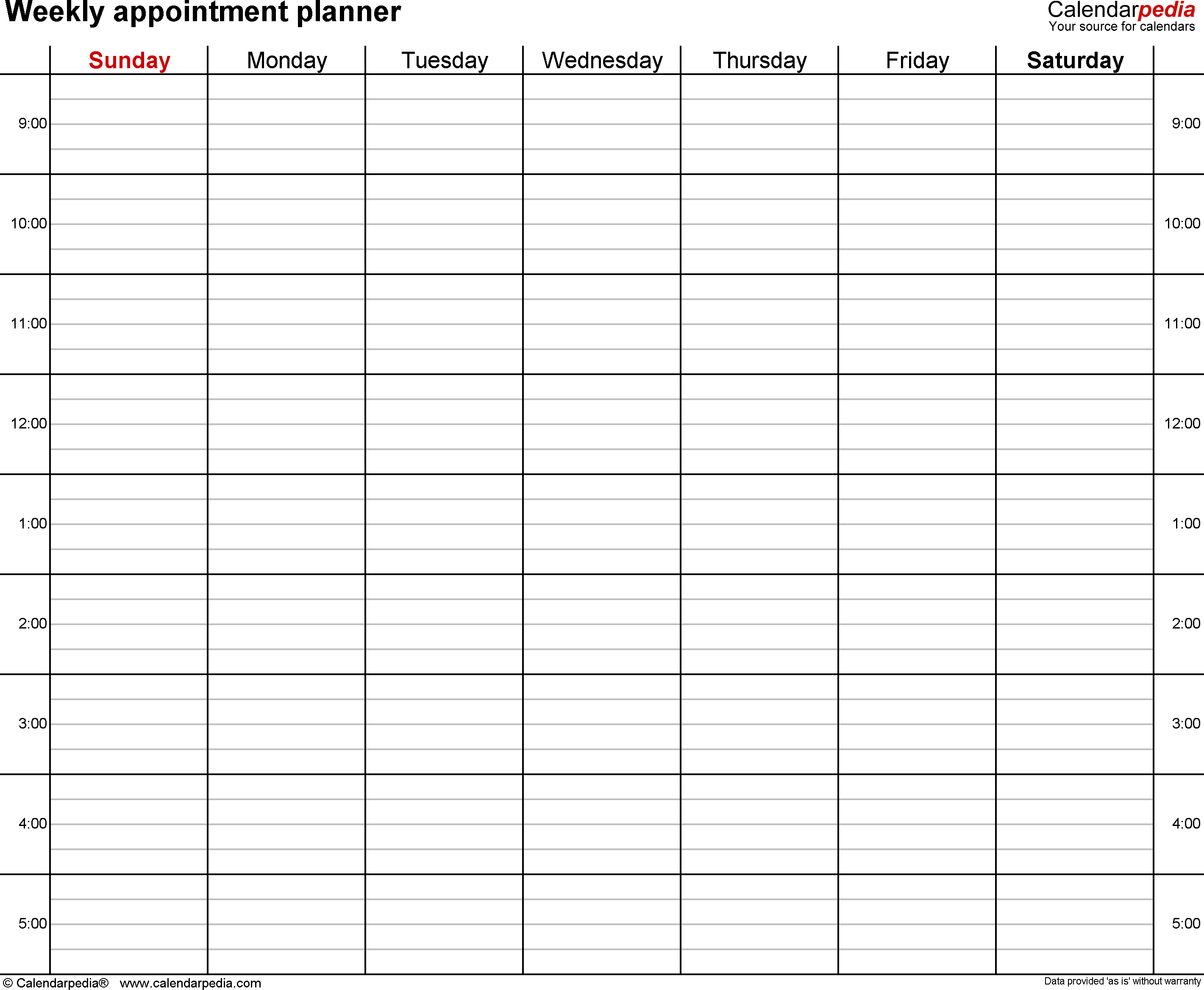 Free Printable Daily Appointment Sheets Free Printable Daily Calendar