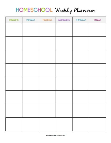 Free Printable Homeschool Weekly Planner Homeschool Planner Printable 