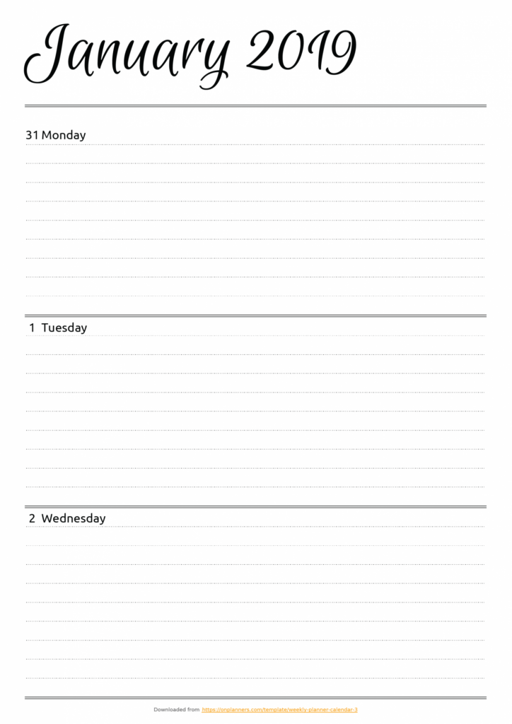 Free Printable Horizontal Weekly Planner PDF Download