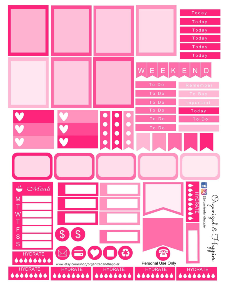 Free Printable Pink Weekly Planner Stickers Weekly Kit Organized And Happier Free Printable 