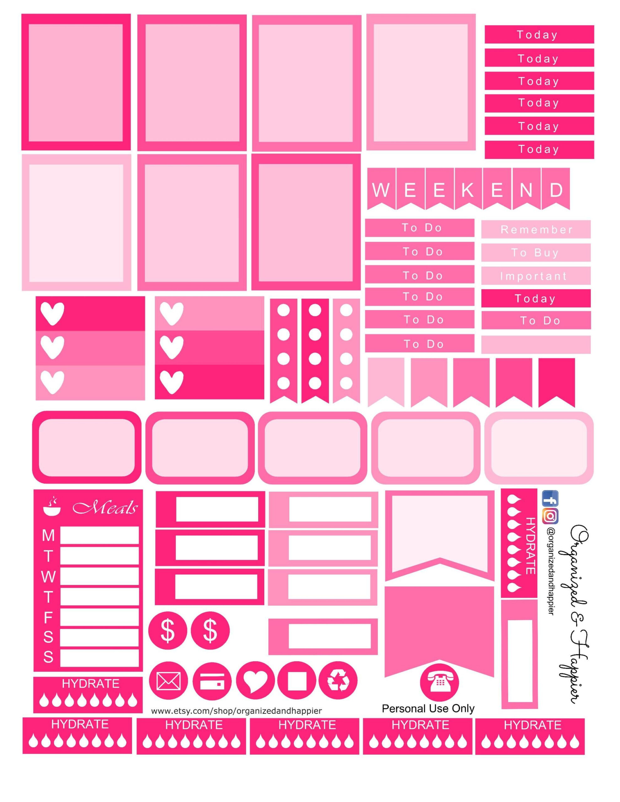 Free Printable Pink Weekly Planner Stickers Weekly Kit Organized And Happier Free Printable