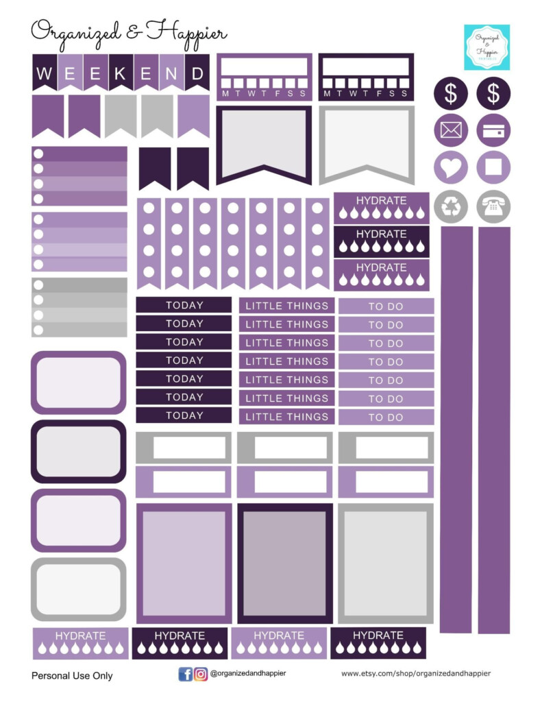 Free Printable Purple Planner Stickers Weekly Kit Organized And Happier Free Planner 