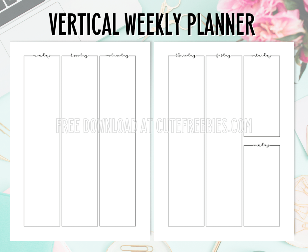 FREE PRINTABLE VERTICAL WEEKLY PLANNER Cute Freebies For You