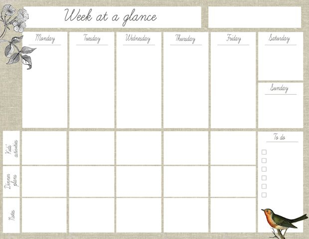 Free Printable Week At A Glance Planner Weekly Planner Calendar