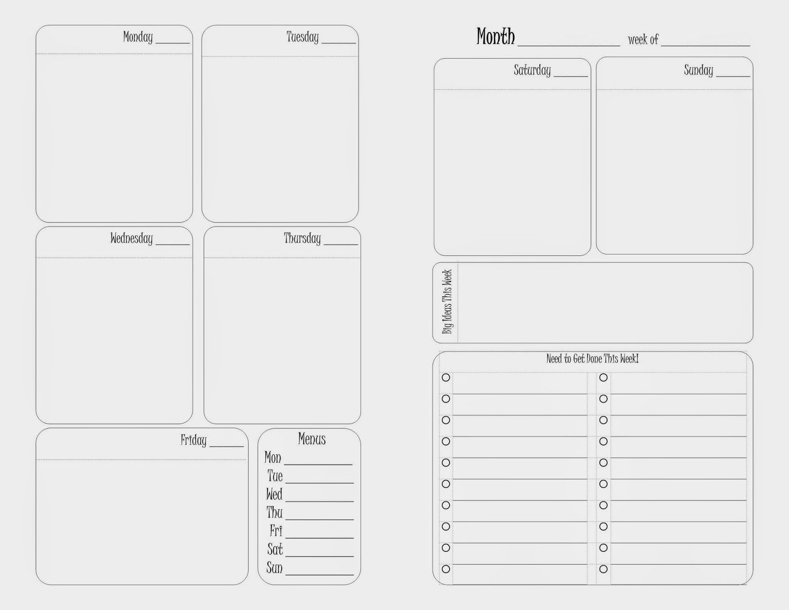 Free Printable Week On Two Pages Weekly Planner Template Planner 