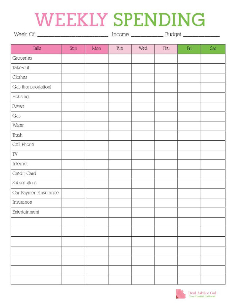 Free Printable Weekly Bill Organizer Free Printable