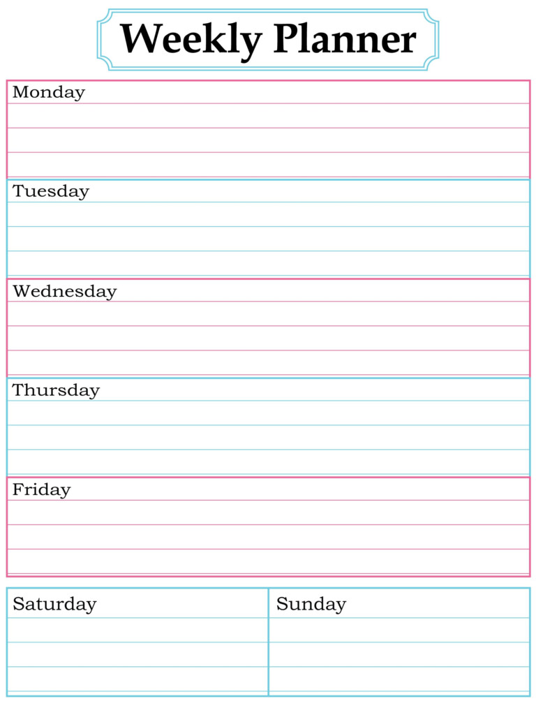 Free Printable Weekly Calendar Free Printable Weekly Calendar Pdf 