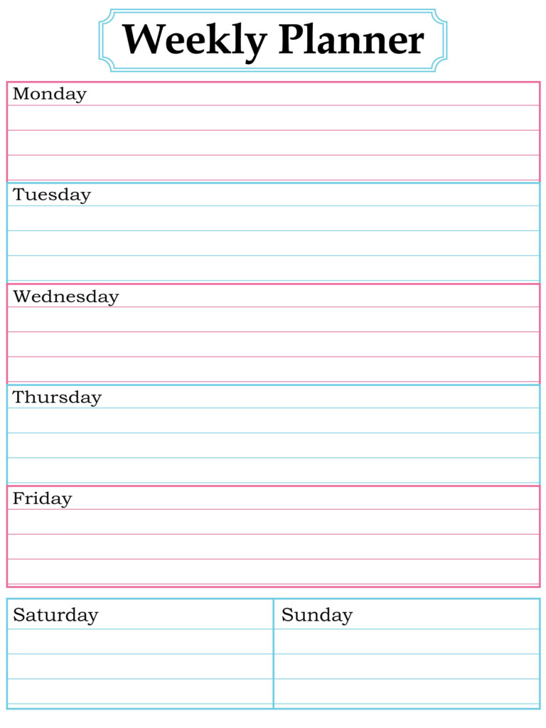 Free Printable Weekly Calendar Templates Blank Weekly Calendar Template 